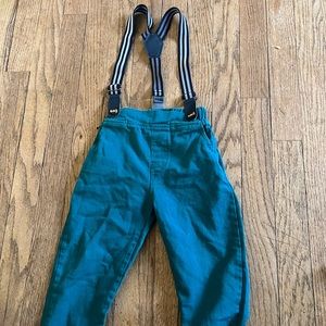 Boys teal dress pants with suspenders